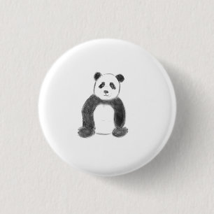 Niedliche Schwarz-Weiß-Panda-Skizze Button
