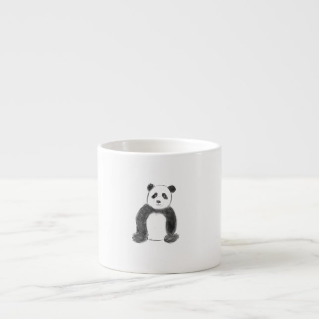 Niedliche Schwarz-Weiß-Panda-Skizze Espressotasse (Vorderseite)