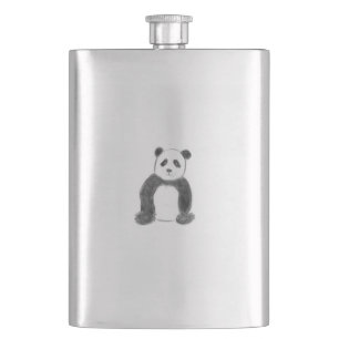 Niedliche Schwarz-Weiß-Panda-Skizze Flachmann