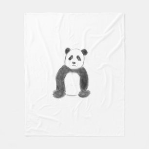 Niedliche Schwarz-Weiß-Panda-Skizze Fleecedecke