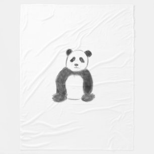 Niedliche Schwarz-Weiß-Panda-Skizze Fleecedecke