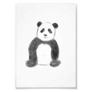 Niedliche Schwarz-Weiß-Panda-Skizze Fotodruck