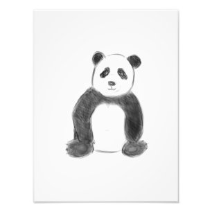 Niedliche Schwarz-Weiß-Panda-Skizze Fotodruck