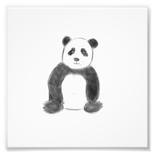Niedliche Schwarz-Weiß-Panda-Skizze Fotodruck (Vorne)
