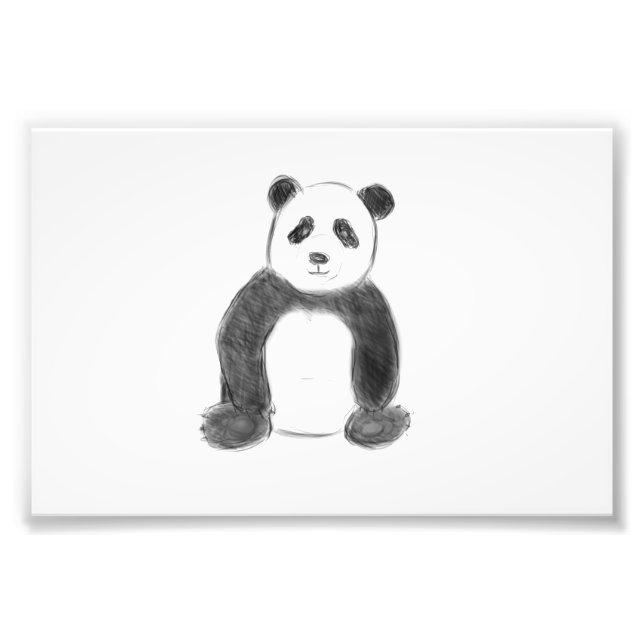 Niedliche Schwarz-Weiß-Panda-Skizze Fotodruck (Vorne)