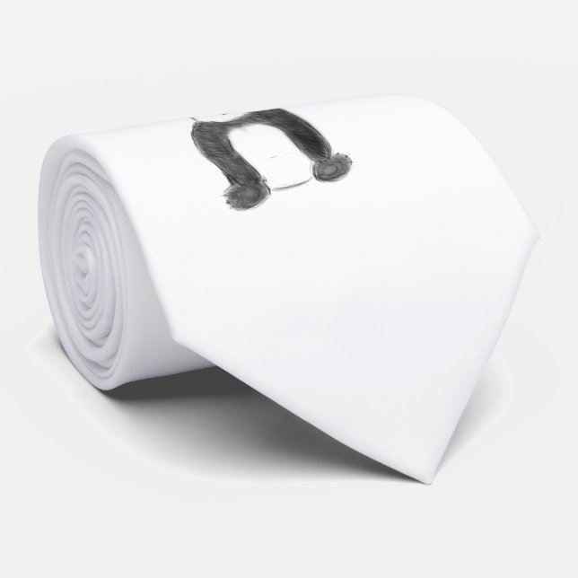 Niedliche Schwarz-Weiß-Panda-Skizze Krawatte (Gerollt)