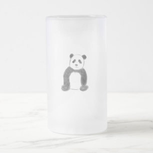 Niedliche Schwarz-Weiß-Panda-Skizze Mattglas Bierglas
