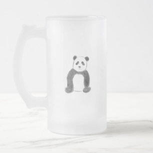 Niedliche Schwarz-Weiß-Panda-Skizze Mattglas Bierglas