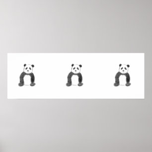 Niedliche Schwarz-Weiß-Panda-Skizze Poster