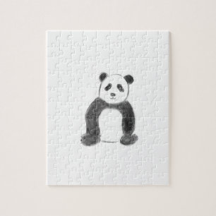 Niedliche Schwarz-Weiß-Panda-Skizze Puzzle
