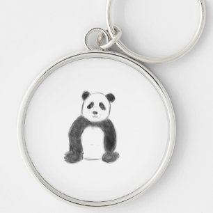 Niedliche Schwarz-Weiß-Panda-Skizze Schlüsselanhänger