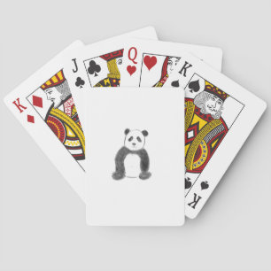 Niedliche Schwarz-Weiß-Panda-Skizze Spielkarten