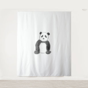 Niedliche Schwarz-Weiß-Panda-Skizze Wandteppich