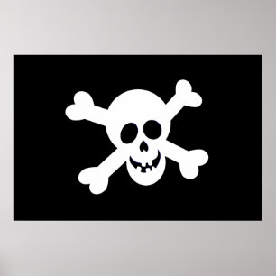 Niedliche Schwarz-Weiß-Piratenflagge Poster