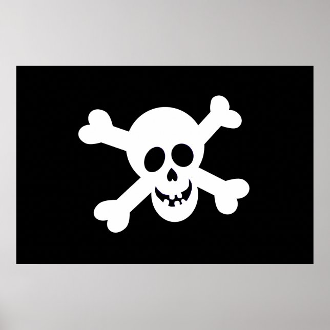 Niedliche Schwarz-Weiß-Piratenflagge Poster (Vorne)