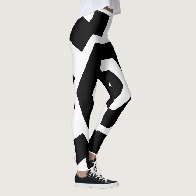 Niedliche Schwarz-Weiß-Streifen Modernes Training Leggings (Rechts)