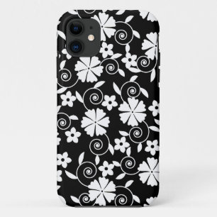 Niedliche Schwarz-weiße Blume Case-Mate iPhone Hülle