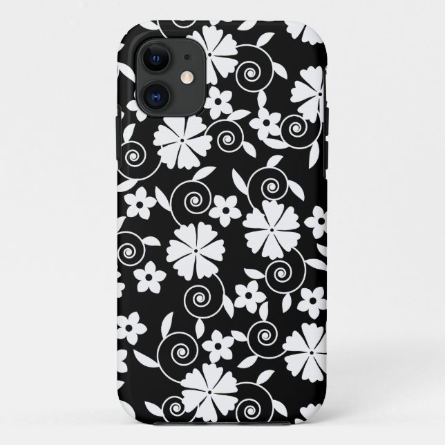 Niedliche Schwarz-weiße Blume Case-Mate iPhone Hülle (Rückseite)