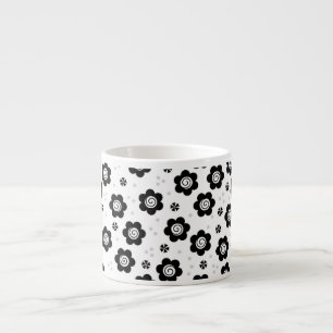 Niedliche Schwarz-weiße Blume Espresso Tasse