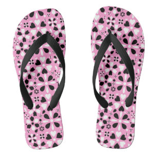 Niedliche Schwarz-weiße Blume Flip Flops