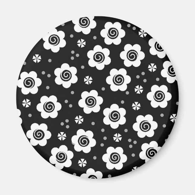 Niedliche Schwarz-weiße Blume iPhone-Magnet Magnet (Vorne)
