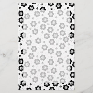 Niedliche Schwarz-weiße Blume Papier