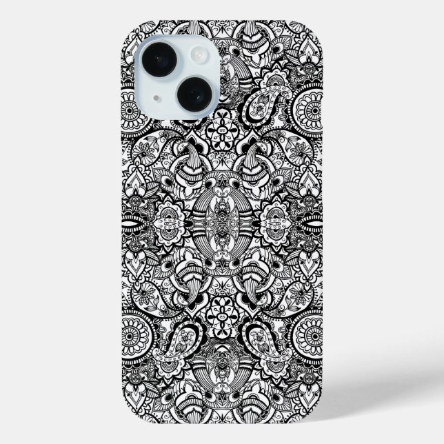 Niedliche Schwarz-weiße Blumenpfeife Case-Mate iPhone Hülle (Rückseite)