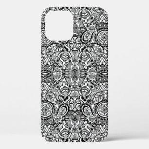 Niedliche Schwarz-weiße Blumenpfeife Case-Mate iPhone Hülle