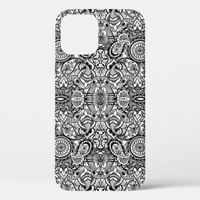 Niedliche Schwarz-weiße Blumenpfeife Case-Mate iPhone Hülle (Rückseite)