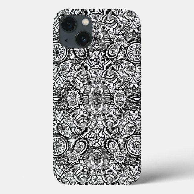 Niedliche Schwarz-weiße Blumenpfeife Case-Mate iPhone Hülle (Rückseite)