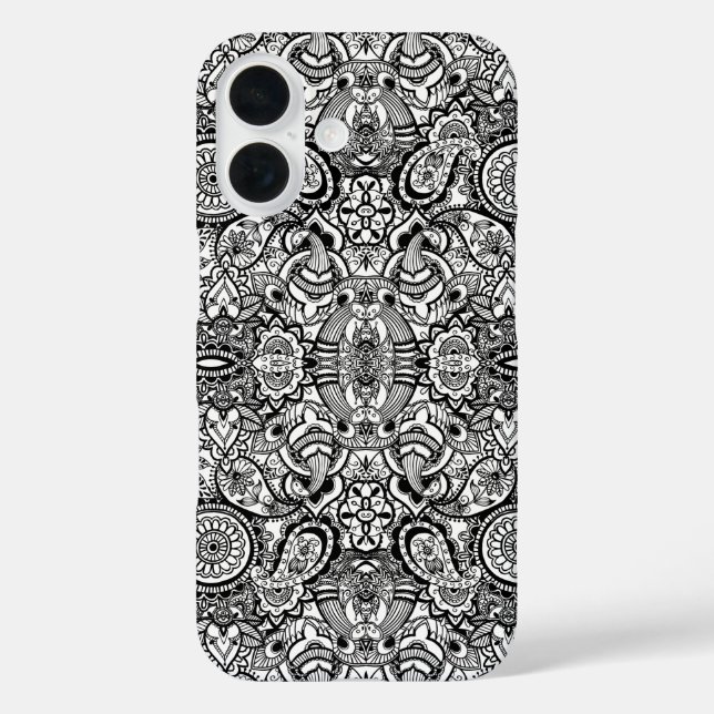 Niedliche Schwarz-weiße Blumenpfeife Case-Mate iPhone Hülle (Rückseite)
