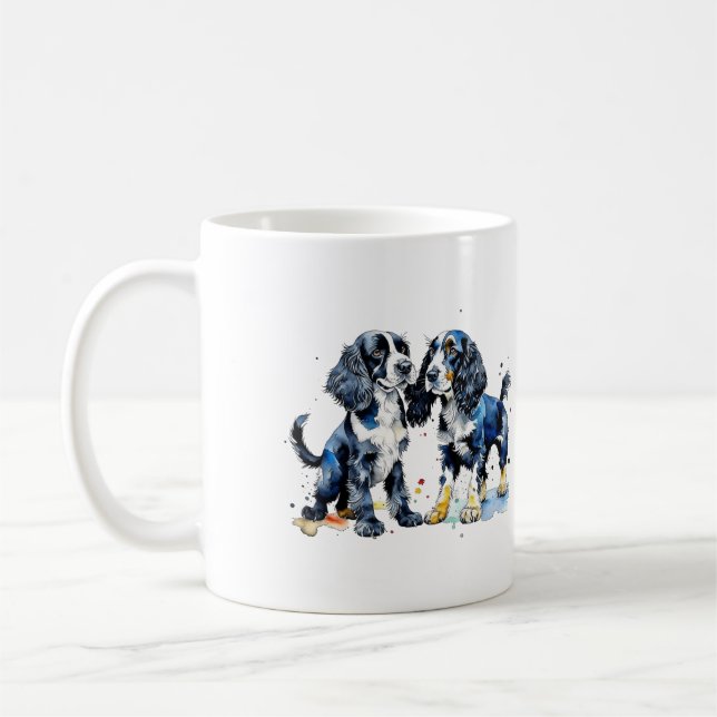 Niedliche Schwarz-weiße Cocker Hundefreunde Kaffeetasse (Links)