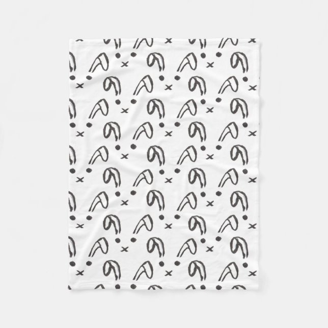 Niedliche Schwarz-weiße gezeichnetes Häschen des Fleecedecke (Vorderseite)