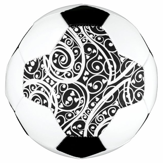 Niedliche Schwarz-weiße Herzen Liebe Hintergrund D Fußball (Vorderseite)