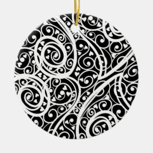 Niedliche Schwarz-weiße Herzen Liebe Hintergrund D Keramik Ornament