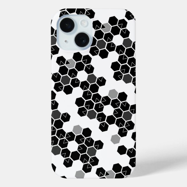 Niedliche Schwarz-weiße Hex-Datenmuster Case-Mate iPhone Hülle (Rückseite)