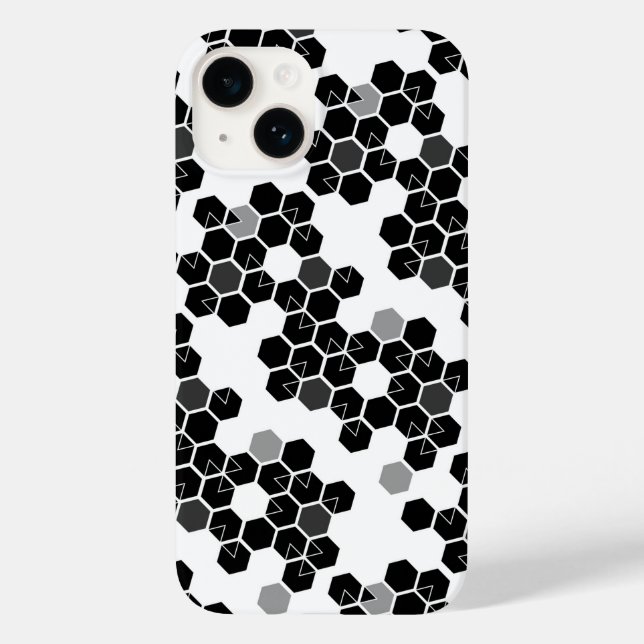 Niedliche Schwarz-weiße Hex-Datenmuster Case-Mate iPhone Hülle (Rückseite)
