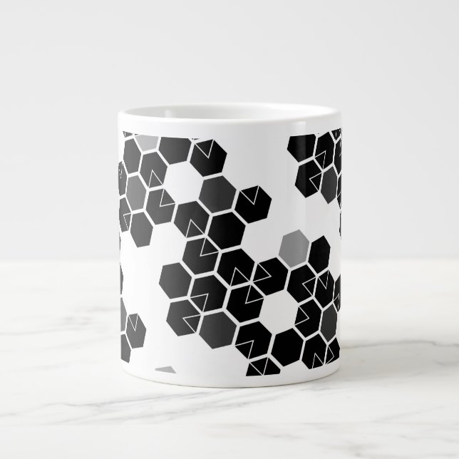 Niedliche Schwarz-weiße Hex-Datenmuster Jumbo-Tasse (Vorderseite)