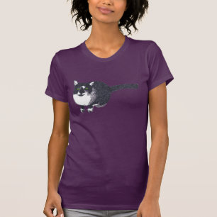 Niedliche Schwarz-weiße Katze in Pointillismus Tsh T-Shirt