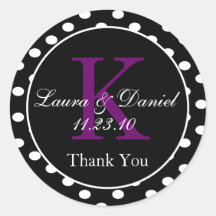 Niedliche Schwarz-weiße Lila Polka Dots Monogramm 