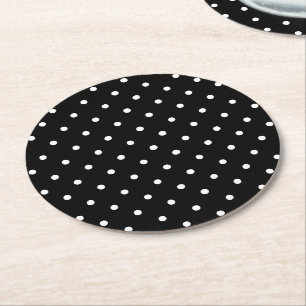 Niedliche schwarz-weiße Polka-Punkte-Muster chic Runder Pappuntersetzer
