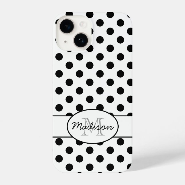 Niedliche Schwarz-weiße Polka-Punkte Retromuster M iPhone Hülle (Rückseite)