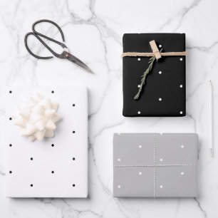 Niedliche Schwarz-weiße, winzige Polka-Punkte-Must Geschenkpapier Set