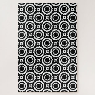 Niedliche Schwarz-weiße Zickzackkreisgestaltung Puzzle