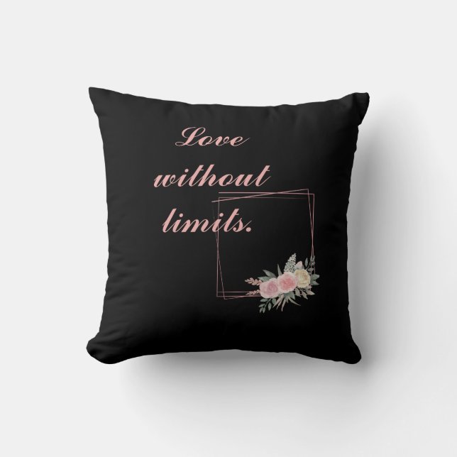 Niedliche schwarze Blume, Liebe ein Zitat Kissen (Vorderseite)