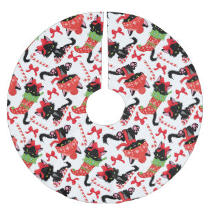 NIEDLICHE SCHWARZE CHRISTMAS KITTEN IN STRÜMPFEN POLYESTER WEIHNACHTSBAUMDECKE