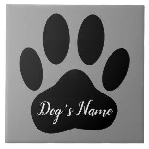Niedliche schwarze Dog-Paw-Druck mit Individuelle Fliese