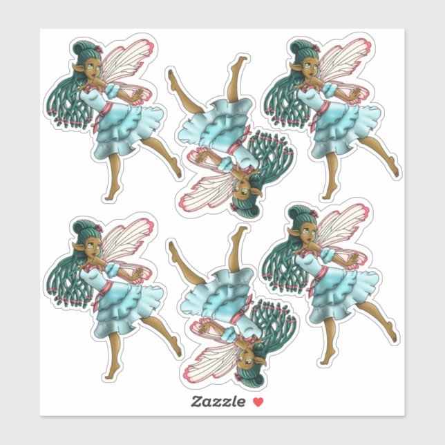 Niedliche schwarze Fairies Aufkleber (Blatt)