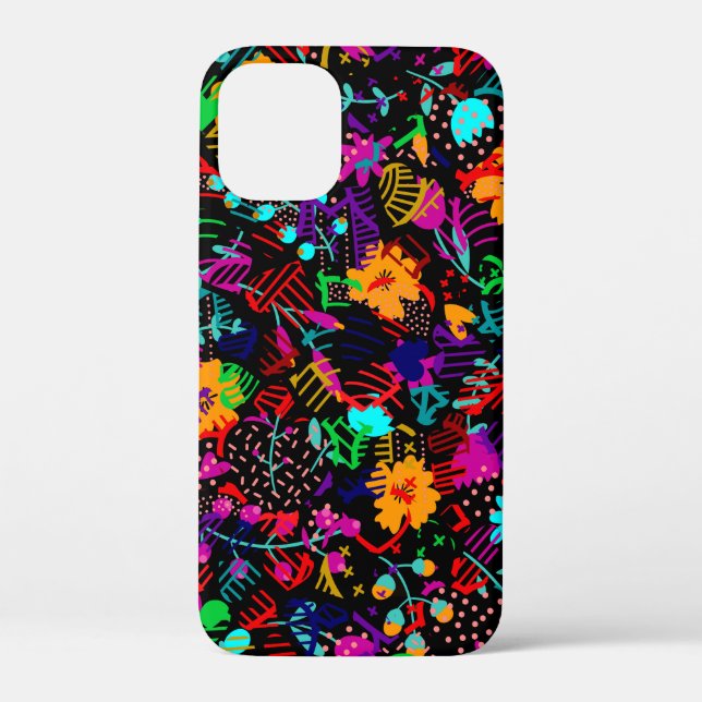 Niedliche, schwarze, farbige abstrakte Blume Case-Mate iPhone Hülle (Rückseite)