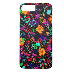Niedliche, schwarze, farbige abstrakte Blume Case-Mate iPhone Hülle